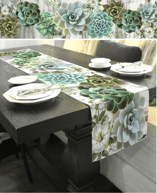 Light Succulent Table Runner (Various Sizes)