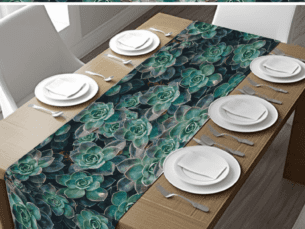 Dark Succulent Table Runner