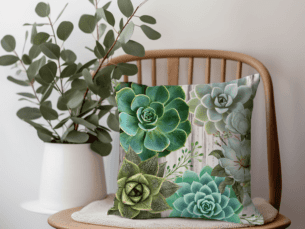 Tranquil Succulent Printed Scatter Cushion