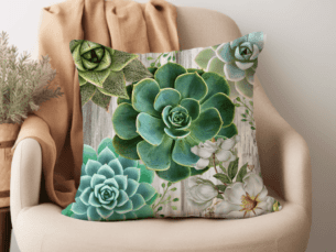 Zen Succulent Printed Scatter Cushion