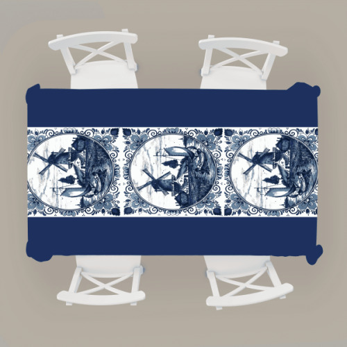 Blue and White Delft Tablecloth