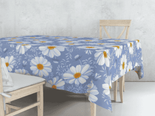 Beautiful Blue Daisies Table Cloth