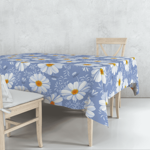Beautiful Blue Daisies Table Cloth