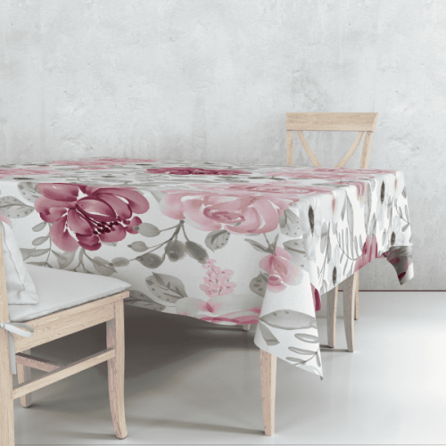 Pink Watercolor Floral Tablecloth