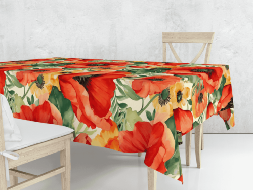 Bright Red Peonies Table Cloth