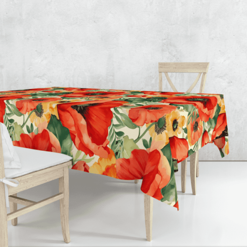 Bright Red Peonies Table Cloth