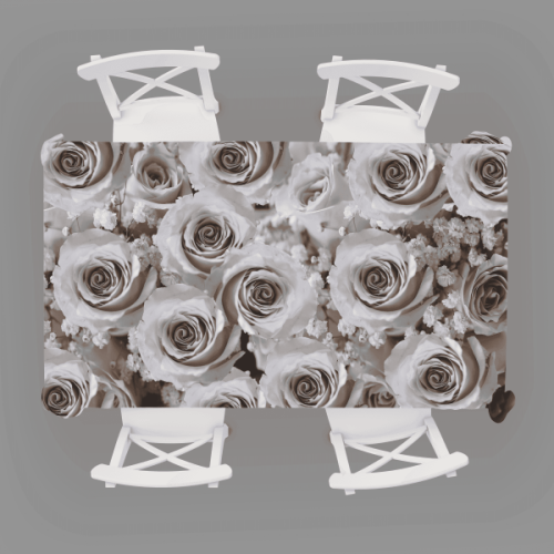 Elegant White Rose Table cloth
