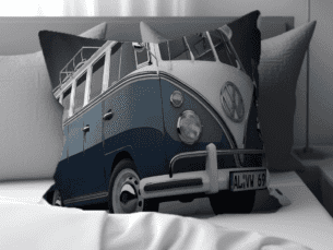 Velvet Printed Volkswagen Scatter Cushion - Classic VW