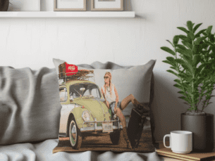 Printed Volkswagen Scatter Cushion: Seascape VW