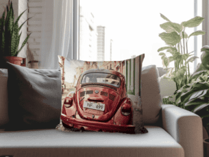 Velvet, Printed Volkswagen Scatter Cushion: VW Road Trip