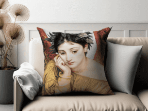 Velvet Vintage Scatter Cushion-Delicate Portrait Printed Scatter Cushion