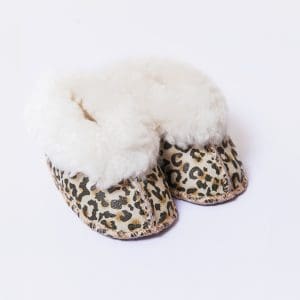 Leopard Sheepskin Slippers for Babies