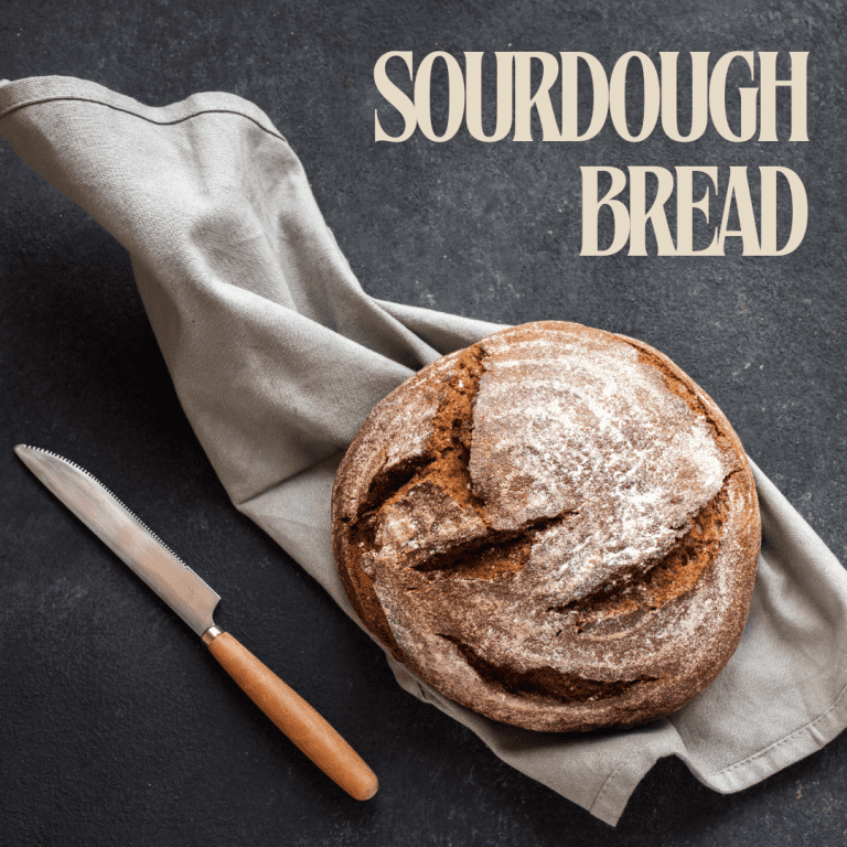 Freshly baked sourdough bread.