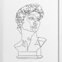 David Statue Head Line Drawing