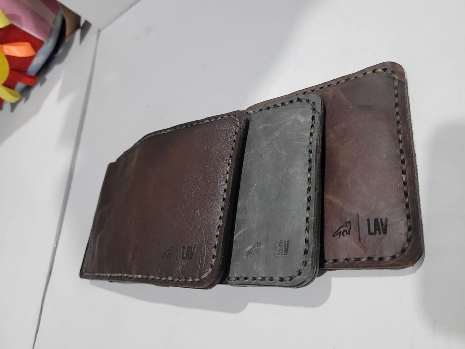 Handcrafted bi-fold card wallet made from high-quality leather.