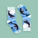 Kids whale socks green background inverted