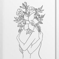 Flower Lovers Line Drawing Poster