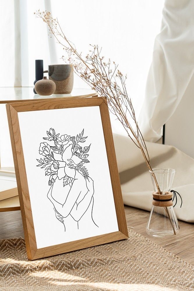 LOVERS FLOWER HEAD LINE DRAWING N03 SCENE | Local is Lekker ZA | African Gifts | African Gifts