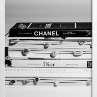 Editorial Fashion Stacked Books Poster (Black & White)