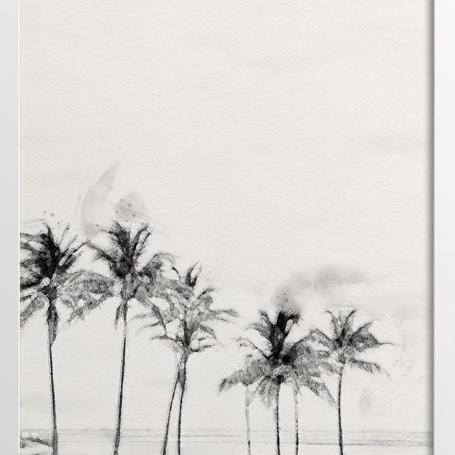 Watercolor Painting Black and White Palm Trees