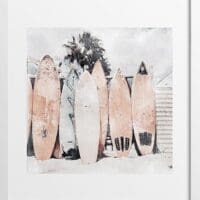 Watercolor Boho Surfboard On The Beach Poster | Collection