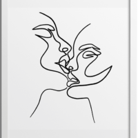 Passionate Kiss Line Art Poster