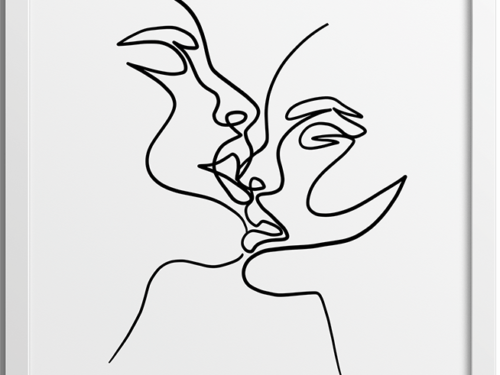 Passionate Kiss Line Art Poster