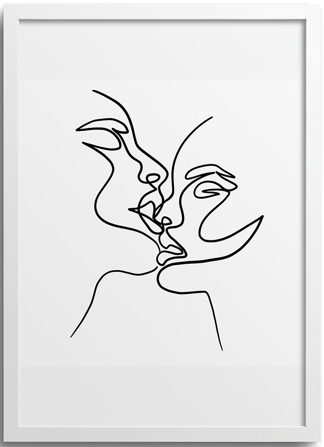 Passionate Kiss Line Art Poster