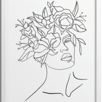 Feminine Floral Poster Line Drawing