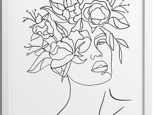 Feminine Floral Poster Line Drawing