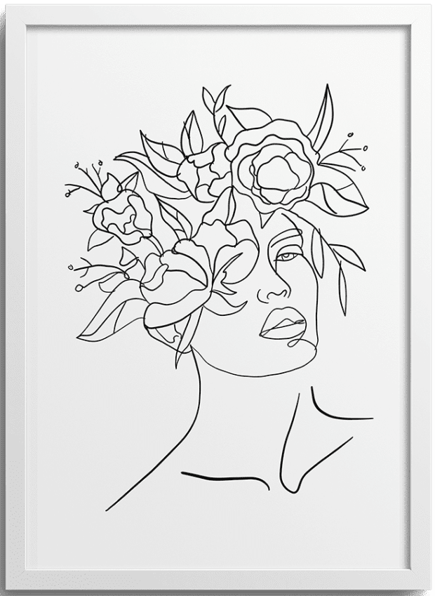 Feminine Floral Poster Line Drawing