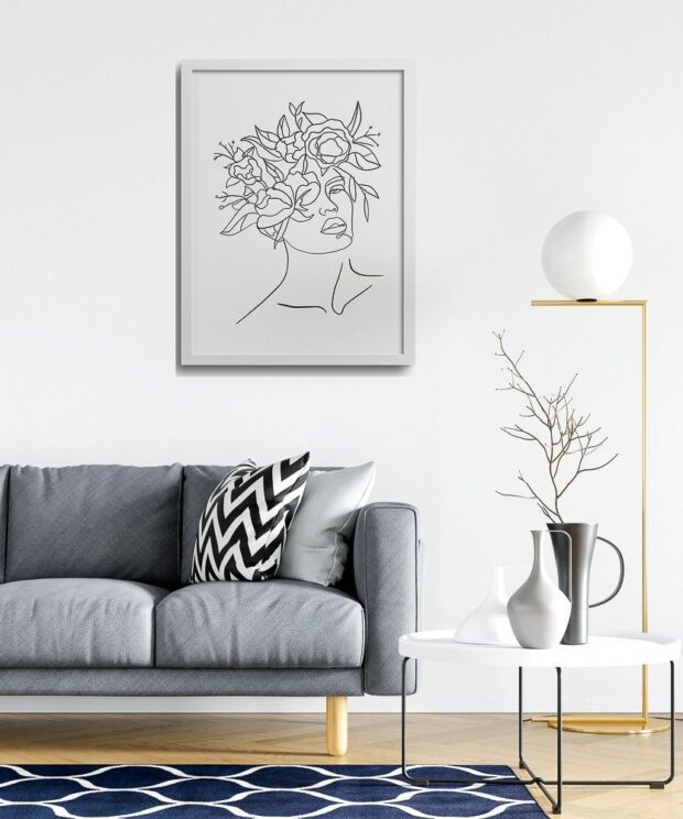 Feminine Floral Poster Line Drawing | Local is Lekker ZA | African Gifts