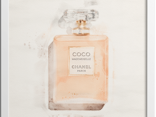 Watercolor Coco perfume bottle poster | N01