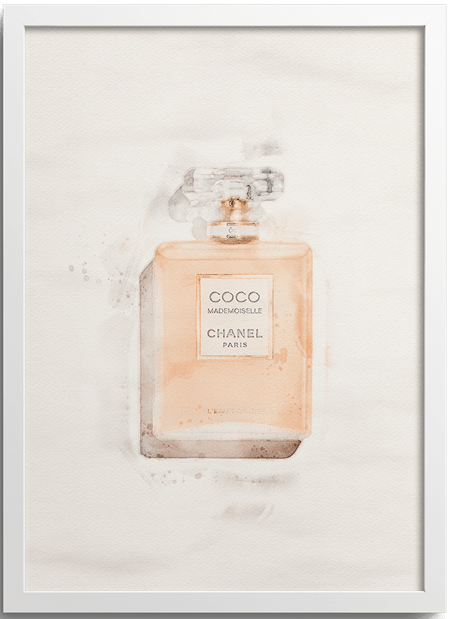 Watercolor Coco perfume bottle poster | N01