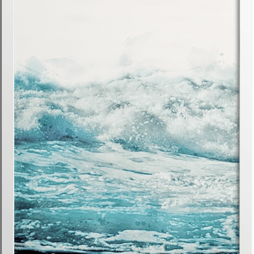 Watercolor Ocean beach waves blues poster | N01