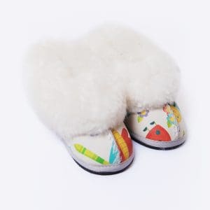 Garden Delight Sheepskin Slippers for Babies