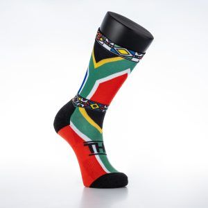 Mohair Socks in an SA Flag Print: 