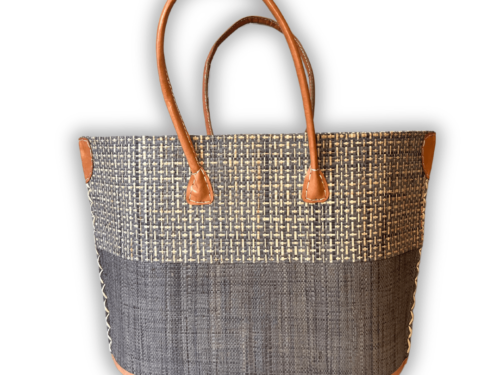 Natural Grey Woven Basket Bag