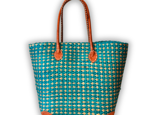 Naturally Turkoois Woven Basket Bag