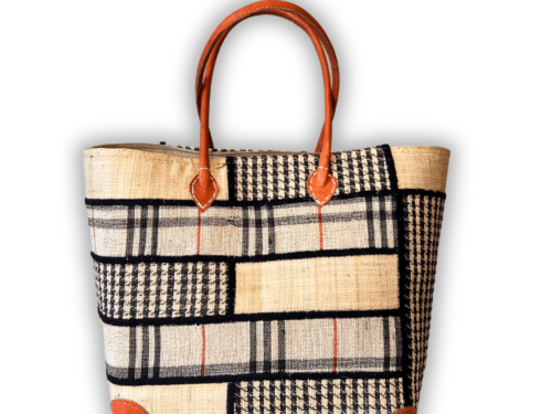 Enhle Patchwork Plaid Basket Bag