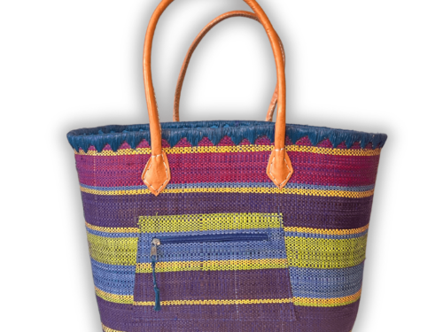 Woven Rainbow Basket Bag