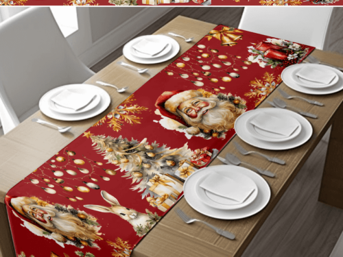 Santa's Cheer Red Table Runner