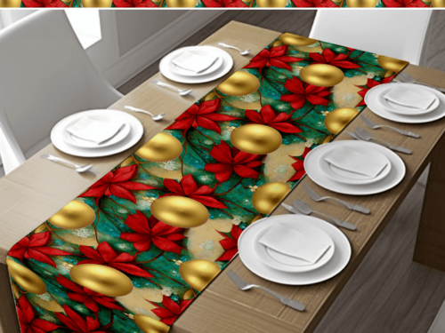 Charming Poinsettia Table Runner