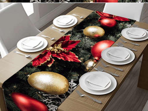 Festive Poinsettia Table Runner