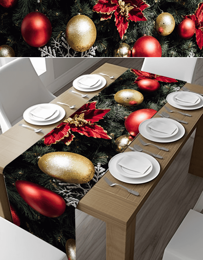 Festive Poinsettia Table Runner