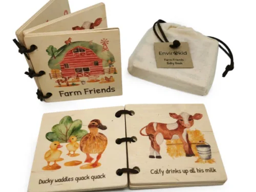 Envirokid Wooden Baby Book - Farm Friends