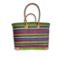 Colorful Green Canvas Basket Bag