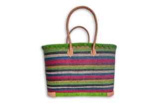 Colorful Green Canvas Basket Bag