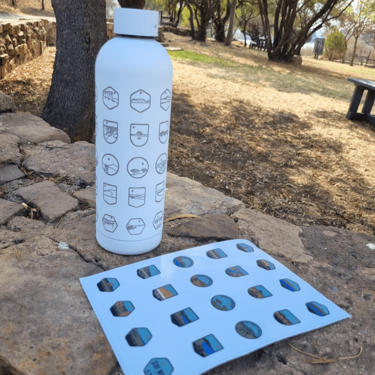 Stay Wild National Parks Bottle (White) + Mini sticker set