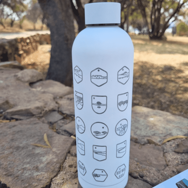 Stay Wild National Parks Bottle (White) + Mini sticker set | Local is Lekker ZA | African Gifts